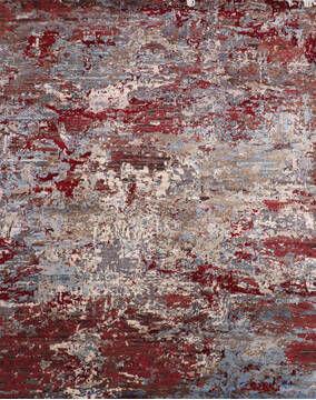 Indian Jaipur Red Rectangle 8x10 ft Wool and Raised Silk Carpet 147570