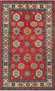 Kazak Red Hand Knotted 3'1" X 5'0"  Area Rug 700-147584