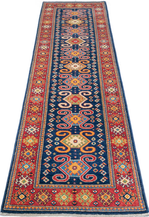 Kazak Blue Runner Hand Knotted 29 X 100 Area Rug 700-147591 Image 1