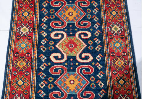 Kazak Blue Runner Hand Knotted 29 X 100 Area Rug 700-147591 Image 3
