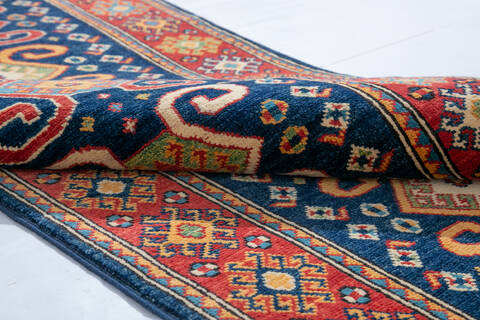 Kazak Blue Runner Hand Knotted 29 X 100 Area Rug 700-147591 Image 5