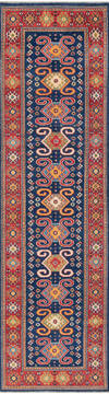 Kazak Blue Runner Hand Knotted 2'9" X 10'0"  Area Rug 700-147591