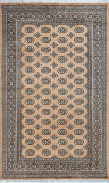 Pakistani Bokhara Beige Rectangle 5x8 ft Wool Carpet 147595