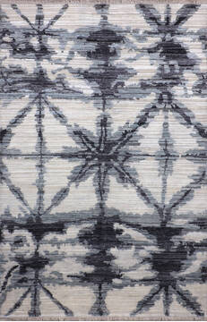 Indian Jaipur Blue Rectangle 6x9 ft Wool and Raised Silk Carpet 147598