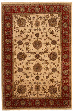 Pakistani Ziegler Beige Rectangle 6x9 ft Wool Carpet 147603