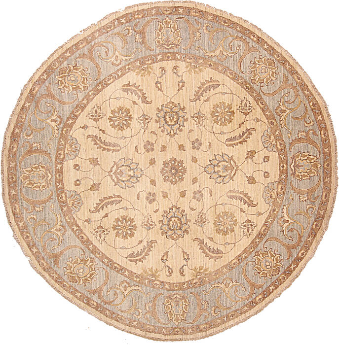 Ziegler Beige Round Hand Knotted 67 X 67 Area Rug 125-147611 Image 0