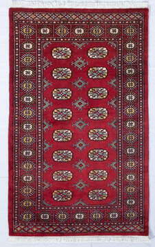 Bokhara Red Hand Knotted 3'1" X 5'0"  Area Rug 700-147616