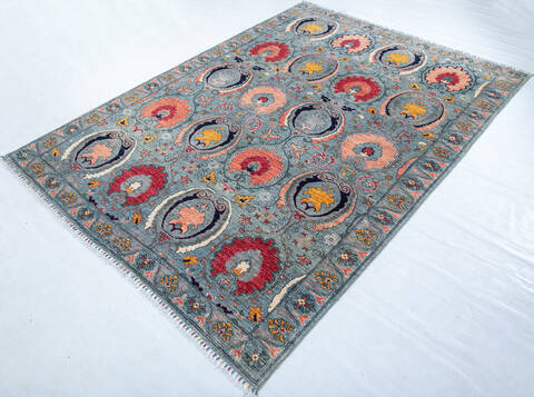 Chobi Grey Hand Knotted 610 X 911 Area Rug 700-147626 Image 2