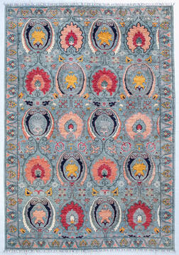 Chobi Grey Hand Knotted 6'10" X 9'11"  Area Rug 700-147626