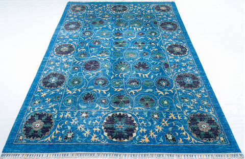 Chobi Blue Hand Knotted 68 X 98 Area Rug 700-147629 Image 1