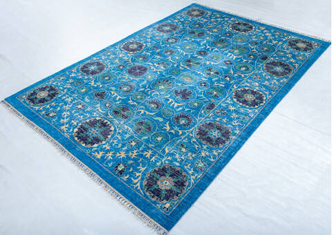 Chobi Blue Hand Knotted 68 X 98 Area Rug 700-147629 Image 2