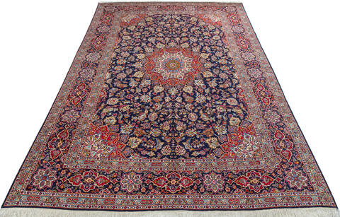 Kashan Blue Hand Knotted 92 X 134 Area Rug 700-147640 Image 1