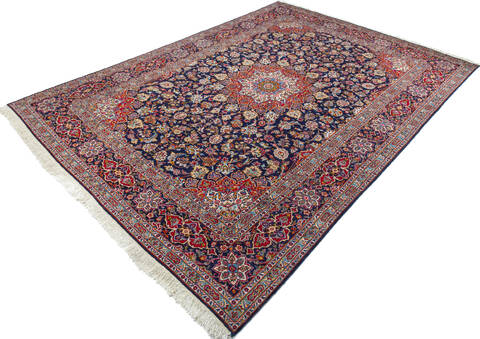 Kashan Blue Hand Knotted 92 X 134 Area Rug 700-147640 Image 2