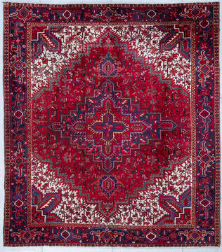 Heriz Red Hand Knotted 7'10" X 8'11"  Area Rug 700-147641