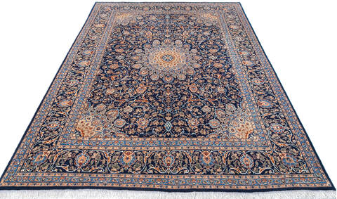 Kashan Blue Hand Knotted 910 X 130 Area Rug 700-147646 Image 1