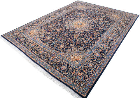 Kashan Blue Hand Knotted 910 X 130 Area Rug 700-147646 Image 2