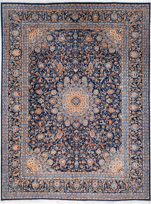 Kashan Blue Hand Knotted 910 X 130 Area Rug 700-147646 Image 0