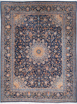 Kashan Blue Hand Knotted 9'10" X 13'0"  Area Rug 700-147646