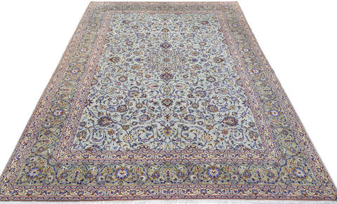 Kashan Green Hand Knotted 100 X 132 Area Rug 700-147647 Image 1