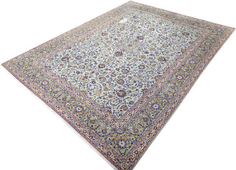 Kashan Green Hand Knotted 100 X 132 Area Rug 700-147647 Image 2