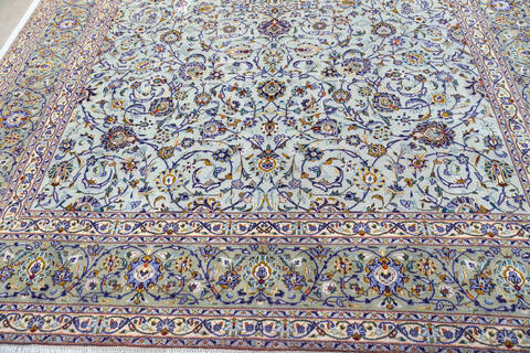 Kashan Green Hand Knotted 100 X 132 Area Rug 700-147647 Image 4
