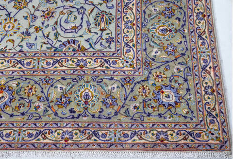 Kashan Green Hand Knotted 100 X 132 Area Rug 700-147647 Image 5