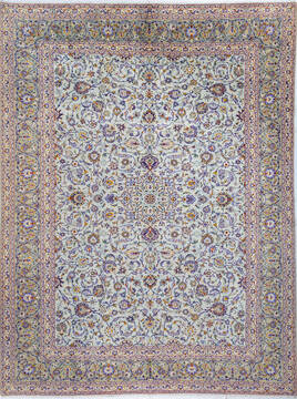 Kashan Green Hand Knotted 10'0" X 13'2"  Area Rug 700-147647