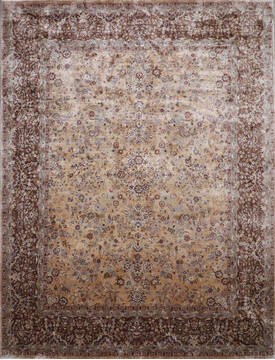 Indian Jaipur Yellow Rectangle 11x16 ft Silk Carpet 147650