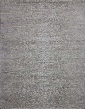 Indian Jaipur White Rectangle 8x10 ft Wool and Raised Silk Carpet 147669