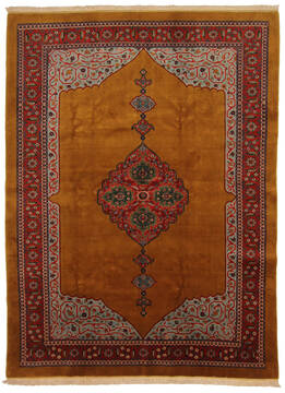 Persian Tabriz Brown Rectangle 6x9 ft Wool Carpet 147681