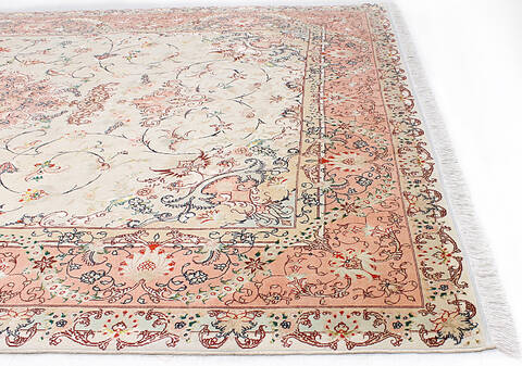 Tabriz Beige Hand Knotted 68 X 98 Area Rug 254-147682 Image 2
