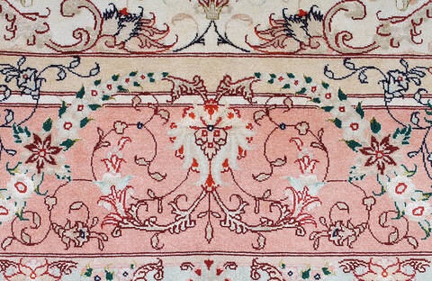 Tabriz Beige Hand Knotted 68 X 98 Area Rug 254-147682 Image 3