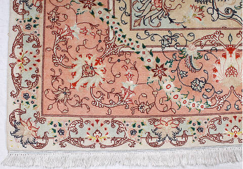 Tabriz Beige Hand Knotted 68 X 98 Area Rug 254-147682 Image 5