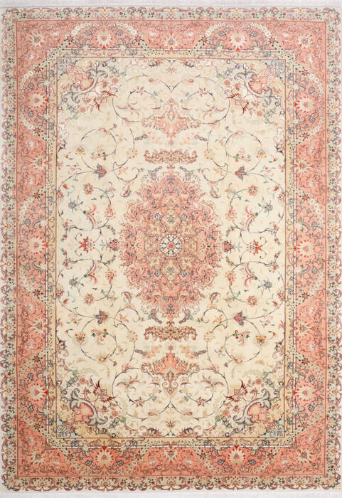 Tabriz Beige Hand Knotted 68 X 98 Area Rug 254-147682 Image 0