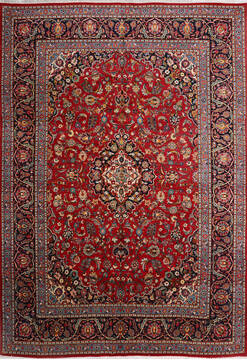 Persian Kashan Blue Rectangle 7x10 ft Wool Carpet 147685