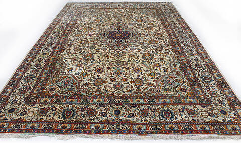 Kashan Beige Hand Knotted 78 X 115 Area Rug 254-147686 Image 5