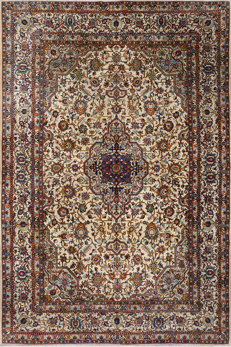 Kashan Beige Hand Knotted 78 X 115 Area Rug 254-147686 Image 0