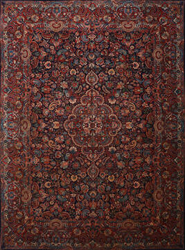 Persian Floral Red Rectangle 9x12 ft Wool Carpet 147688