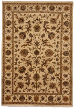 Pakistani Ziegler Beige Rectangle 4x6 ft Wool Carpet 147691