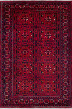 Afghan Khan Mohammadi Red Rectangle 5x8 ft Wool Carpet 147695