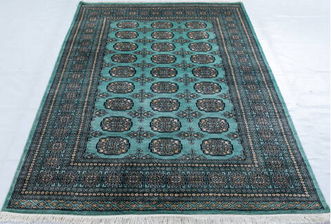 Bokhara Green Hand Knotted 49 X 68 Area Rug 700-147696 Image 1