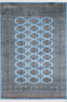 Pakistani Bokhara Blue Rectangle 5x7 ft Wool Carpet 147698