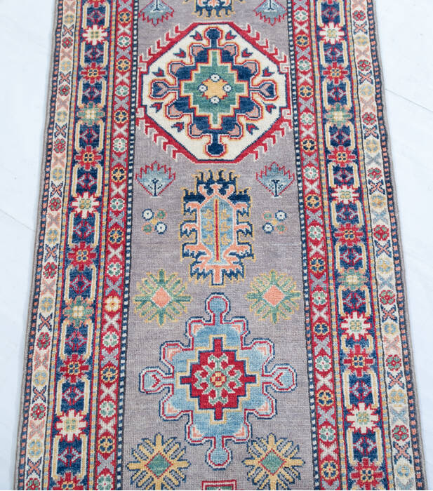 Kazak Grey Runner Hand Knotted 28 X 168 Area Rug 700-147703 Image 2
