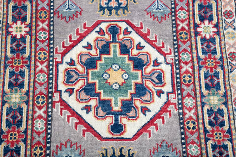 Kazak Grey Runner Hand Knotted 28 X 168 Area Rug 700-147703 Image 3