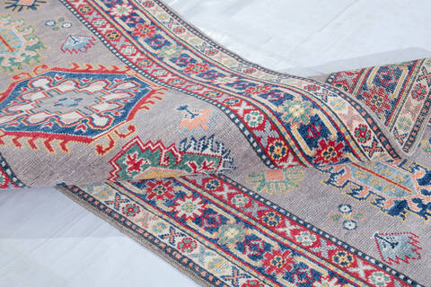 Kazak Grey Runner Hand Knotted 28 X 168 Area Rug 700-147703 Image 5