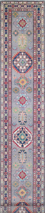 Kazak Grey Runner Hand Knotted 28 X 168 Area Rug 700-147703 Image 0