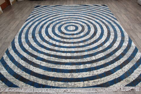Jaipur Blue Hand Knotted 80 X 101 Area Rug 905-147726 Image 1