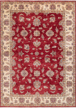 Afghan Chobi Red Rectangle 5x8 ft Wool Carpet 147735