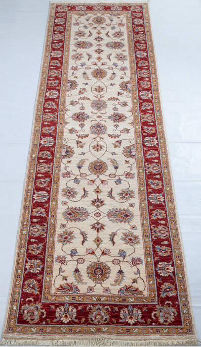 Chobi Beige Runner Hand Knotted 28 X 104 Area Rug 700-147742 Image 1