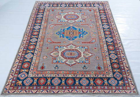 Kazak Grey Hand Knotted 57 X 710 Area Rug 700-147757 Image 1